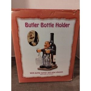 That's Kooky! Butler Bottle Holder with Bottle Topper and Wine Glasses #72367